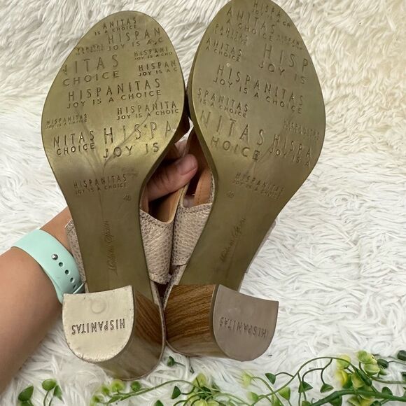 Hispanitas‎ Sitoshi Gold Metallic Leather Slingback Sandals sz 40/ US 9 - Picture 7 of 9
